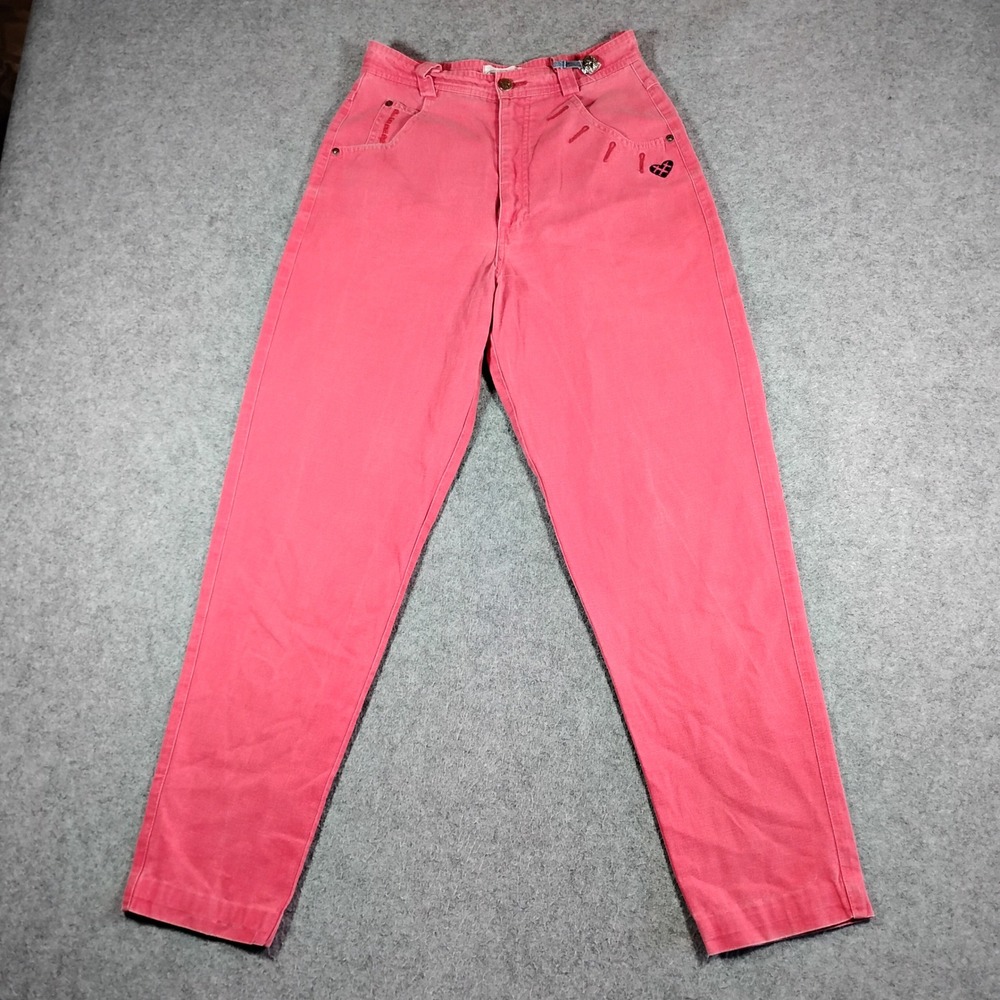 Perry Country Vintage 90s Pink High Rise  Jeans‎ Heart Embroidered 28x29